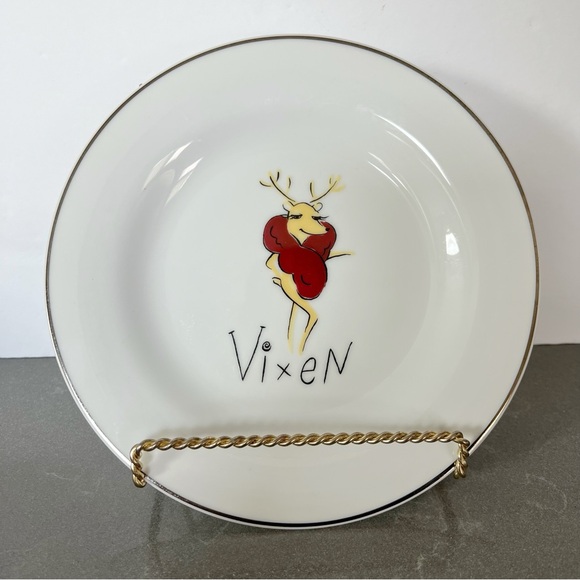 Pottery Barn limited edition discontinued reindeer salad dessert plate set of 3 - Picture 2 of 9